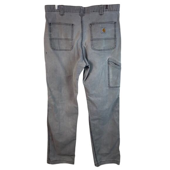 Carhartt Gray Relaxed Fit Distressed Stained Jeans Size 34 - Picture 9 of 11